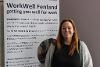 Cllr Susan Wallwork with WorkWell banner